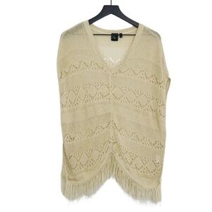 Bohemian Knit Crochet Fringe Poncho Shrug Cardigan Top Vest